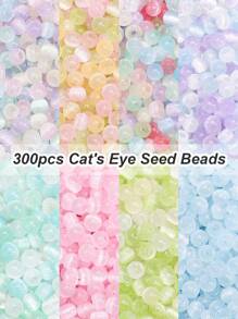 300-2700 件猫眼珠、4 毫米种子珠、用于珠宝制作的玻璃珠、多种颜色、圆珠 DIY 工艺珠套件、串珠和珠宝制作 - 友谊手链配件