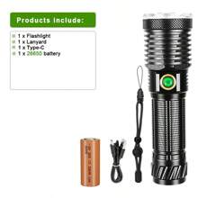 Ultra Powerful LED Flashlight USB Rechargeable Super Strong High Power Flashlight Torch Waterproof Zoomable Lantern Long Shot Hand Lamp - Black - View 14