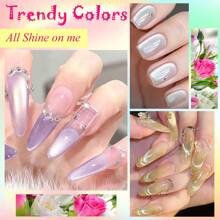 MEET ACROSS 12支装果冻玻璃猫眼凝胶指甲油套装，带磁棒，7毫升果冻月光磁性猫眼凝胶指甲油，半永久UV凝胶可卸美甲套装，带盒美甲DIY礼物，女士美甲 - 彩色 - 查看 8