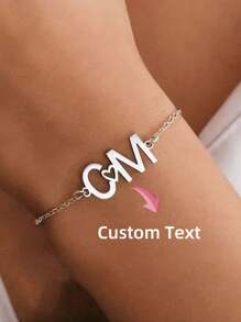 1 pieza Brazalete personalizado con corazón y dos letras, clásico y sencillo, para uso diario y ocasiones especiales