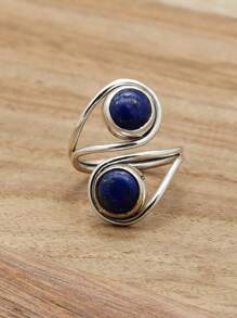 Lapis Lazuli 925 Sterling Silver Gemstone Adjustable Ring - Lapis Lazuli - View 2