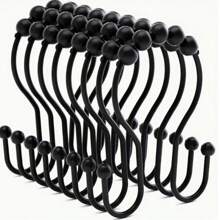 12pcs/Set Minimalist 304 Stainless Steel Double Hole Shower Curtain Hooks, Window Curtain Hooks, Bathroom Hooks Home Bathroom Decor Fall Decor Bathroom Accessories Back To School - Multicolor - View 2