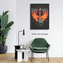 Set Of 1/3 Pcs Pop Rock Music Wall Arts Posters Witty Rock And Roll Guitar Design Pictures Canvas Printing Posters Bar Living Room Bedroom Home Decoration Unframed-Style ,Wall Art With Frame