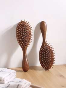 1pc Paddle Brush Sandalwood Massage Comb Anti-Static, Non-Knotted Hair Oval Natural Sandalwood Air Cushion Massage Comb Specially For Women Long Hair Meridian Comb Large Plate Comb Home