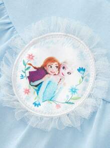 Balabala Balabala Baby Girls' Elsa Dress - Short Sleeve Light Blue With Ruffles - Soft & Comfortable