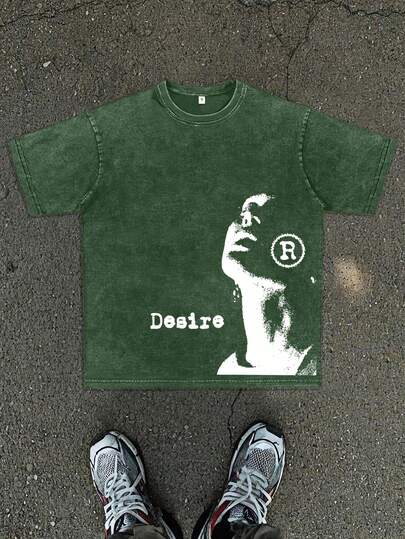 Hemo, Herren Loose Fit Streetstyle zerrissenes grafisches Rundhals T-Shirt