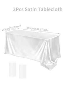 1/2 Pcs White Satin Polyester Tablecloth, Wedding Decor Tablecloth, Party Decor Tablecloth, Rectangular Solid Color Smooth Fabric Tablecloth, Suitable For Wedding, Birthday, Banquet, Bridal Shower, Bachelorette Party, Christmas, Halloween, New Year, Kitchen Dining Table Decor, Home Decor, Indoor/Outdoor Decor (Multiple Sizes Available: 145*220cm/259cm) - White - View 13