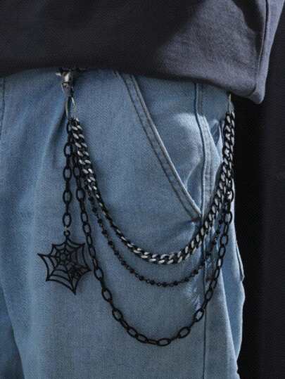 1pc Fashionable Punk Style Vintage Multi-Layer Spider Web Chain Belt Waist Chain, Suitable For Men And Women