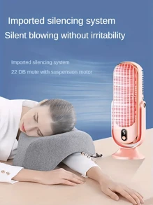 Ventilador de aire acondicionado portátil, 5 velocidades de viento, 720 giros, el producto tiene dos modos de alimentación, 1 entrada USB, 1 con doble motor, batería de litio de 1200mAh recargable, funcionamiento silencioso por debajo de 25 decibelios, adecuado para oficina, viajes, campamento, automóvil, es un regalo ideal para Navidad y San Valentín.
