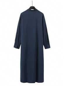 Men's Elegant Arabian Kaftan With Embroidered Geometric Patterns - Long Sleeve Stand Collar Traditional Islamic Robe For Ramadan And Cultural Celebrations, Cultural Attire | Elegant Thobe | Embroidered Detailing