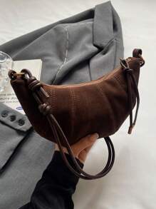 New Minimalist Matte Shoulder And Crossbody Small Bag For Women - Coffee Brown - View 6
