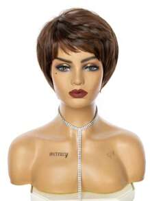 Short Pixie Style Wig 100% Organic Hair - Two-Tone - View 3