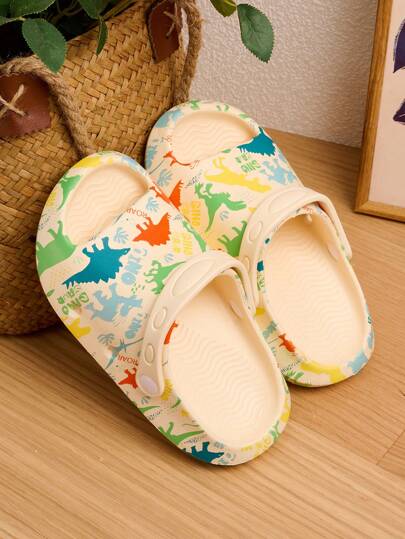 1 Pair Boys' Cartoon Dinosaur Print Breathable Sandals, Fashionable & Versatile For Outdoor & Indoor, Spring/Summer