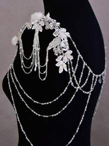 1 قطعة سلسلة كتف مشغولة يدويًا معقودة، ديكور للفساتين، مناسبة لفستان العروس وحفل المساء والفساتين الطويلة بدون أكمام - يولا - مشاهدة 4