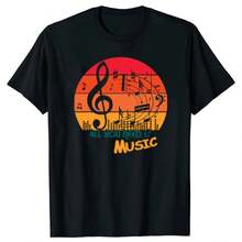 All You Need Is Music DJ Headphones Music Lover Producer T Shirts Men Pure Cotton Tee Shirt Short Sleeve Unisex Clothing - Black - View 1