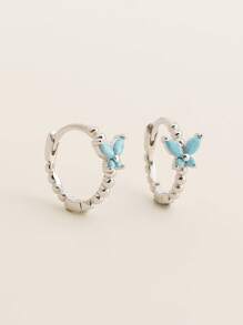1 Pair 2pcs Cute S925 Silver Butterfly Stud Earrings With Rhinestones, Delicate Sweet Women Jewelry, Birthday Gift