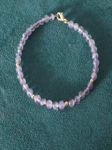 1pc Natural Amethyst Bracelet, Elegant And Graceful Design Symbolizing Good Luck, A Great Gift For Yourself, Mom Or Friends