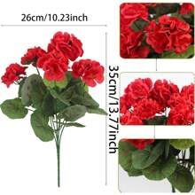 1/2/4pcs Artificial Shrubs Geraniums - Realistic Pink Flowers With Green Foliage For Indoor & Outdoor Decor, Perfect For Garden, Porch, Patio, Window Box, And Hanging Planter, Garden Decor , Maintenancefree Plants, Artificial Outdoor Flowers Shrubs