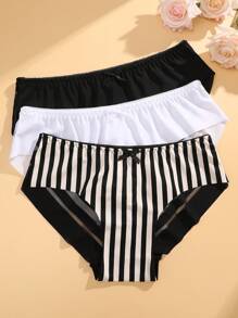 3pcs/Set Women Lace Patchwork Seamless Simple & Comfy Bikini Panties - Multicolor - View 3