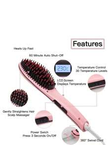 El peinado recto no dana el peinado recto multifuncional con peine electrico de iones negativos para el cabello - Rosa vieja - Ver 5