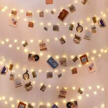 LED Photo Clip String Lights, 3 Meters 20 Clips/5M 30 Clips/10M 50 Clips/15M 50 Clips/20M 100 Clips, Fairy Light Photo Clips, USB/Battery Powered Fairy Lights, Suitable For Dorms, Bedrooms, Christmas, Parties, Weddings, Halloween, Christmas Decor (Warm White)