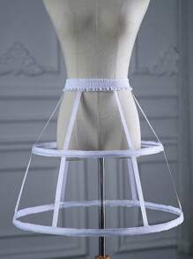 Solid Color Casual Mesh Hollow Fixed Skirt Insert - White - View 8