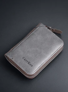 Porta-cartões acordeão mini com zíper masculino, estojo multifuncional para cartão de crédito pequeno, carteira de identidade e moedas estilo vertical