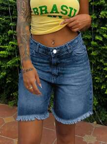 Women Loose Straight-Leg 3/4 Length Jeans - Dark Wash - View 4