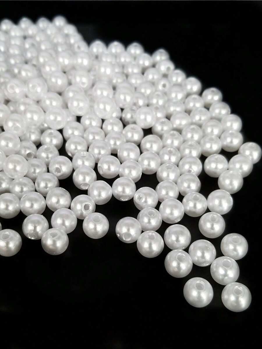 400-2000pcs 3-6mm Imitation Pearl Acrylic Round Pure White Pearl Loose Beads DIY Handmade Material For Jewelry Making - trắng - Xem 1
