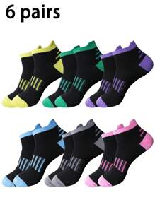 6 Pairs Women's Striped Sports Ankle Socks, Fashion Versatile Outdoor Socks For Summer - Multicolor - View 2