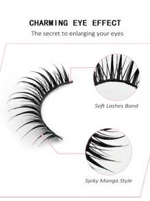 Asiteo 10 对尖刺漫画睫毛假睫毛 - 自然纤细睫毛，具有戏剧性的漫画设计，轻盈，动漫灵感 - 明亮眼妆效果日常佩戴