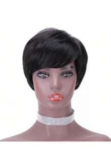Short Pixie Style Wig 100% Organic Hair - Màu đen tự nhiên - Xem 1