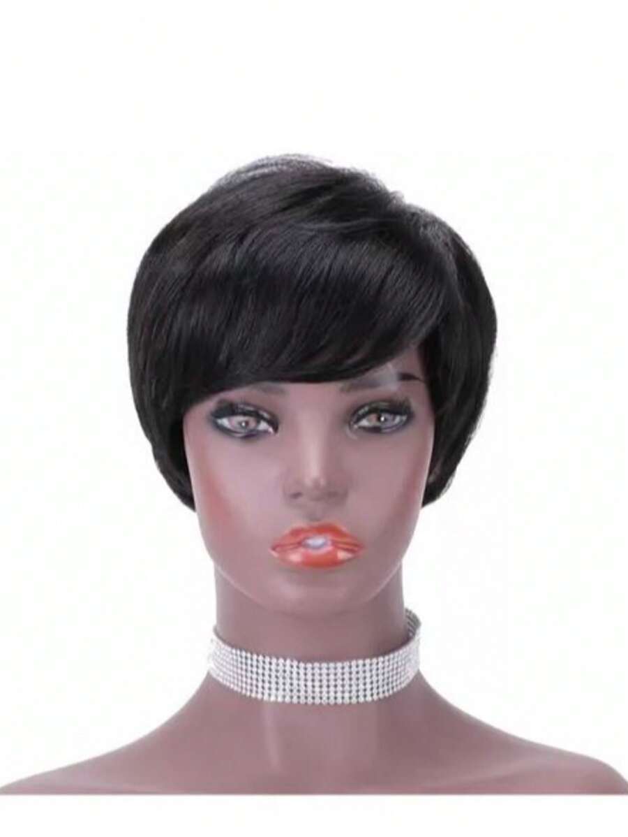 Short Pixie Style Wig 100% Organic Hair - Màu đen tự nhiên - Xem 1