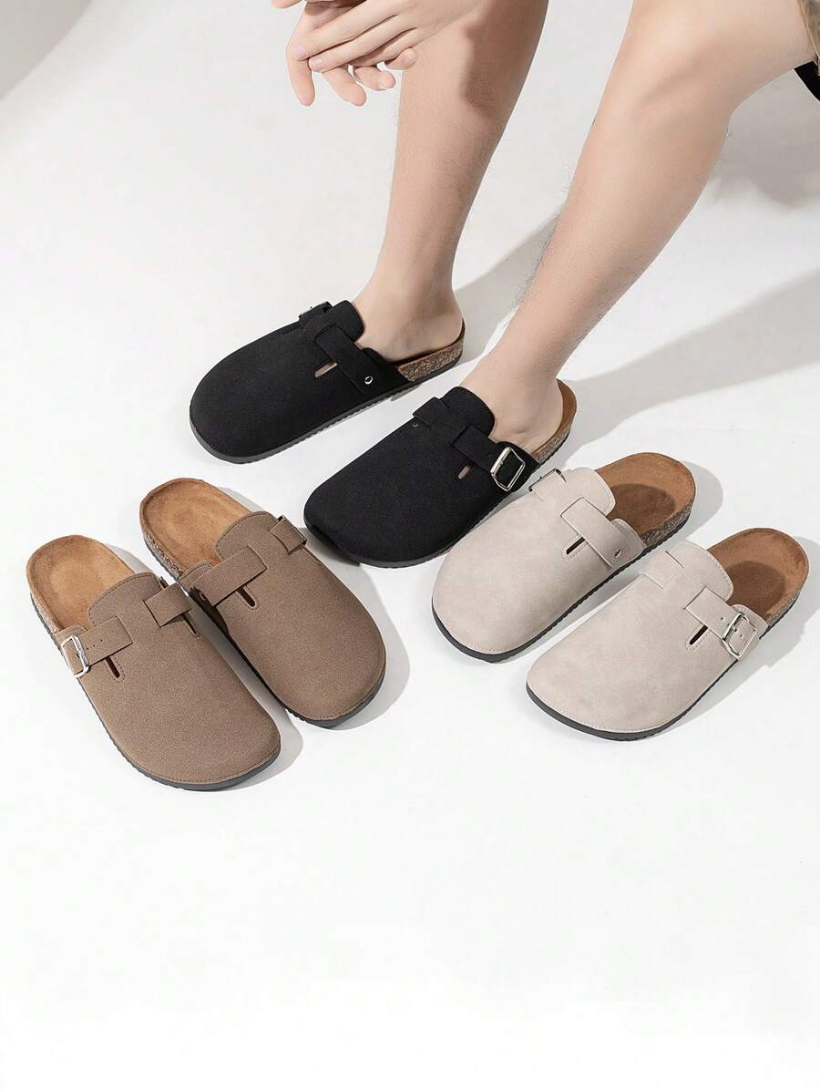 Men's Casual Minimalist Suede Flatform Slip-On Mules - Multicolor - View 1