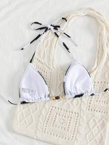 1pc Striped Casual Metal Chain - Black and White - View 2