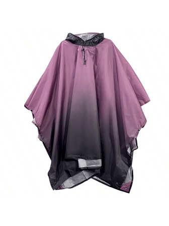 Gradient Purple Rain Poncho Jacket Coat Hooded Zipper Style For Adult With Pocket Summer Cooling,Beach,Travel