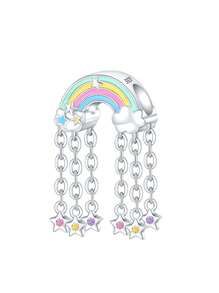 Silver Plated Charm Rainbow Clouds Stars Tassels Colorful Beads Charm Pendant Ball Suitable For Bracelets DIY Women's Jewelry - Silver - View 1