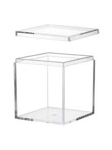6pcs Transparent Square Storage Boxes With Tape Cover - Perfect For Birthday, Wedding Decorations, Mini Jewelry Display,Clear Plastic Box For Organize - Transparent - View 7