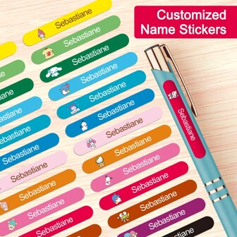  Personalized Sanrio Hello Kitty Name Labels Waterproof - Customizable Aesthetic Decals For Books/Pens/Various Stationery, Suitcases & Fitness Gear - Scratch-Resistant Vinyl Stickers For Work Essentials & Home Organization,My Melody/Pompompurin/Kuromi/POCHACCO/Tuxedo Sam/Cinnamoroll/Tuxedo Sam Sanrio Pattern,Multi-Functional,Ornamental,Reusable,Exquisite,Stylish,High-Quality,Colorful,Modern,Custom,Personalized,Unique,Ideal Gifts For Him,Ideal Gifts For Her,Boyfriend,Dad,Girlfriend,Mom,Family,Friends,Tea Room,Home,Garden,Office,For Anniversaries,For Valentine's Day,For Mother's Day,For Birthdays,For Father's Day,For Graduation,For Weddings,For Housewarming,Warm Ambience, Autumn Home Refresh, Xmas Decoration,Home Harmony