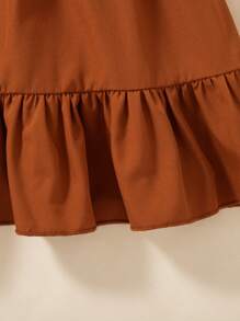 Váy chắp vá tay bồng phong cách Bohemian cho bé gái - màu nâu - Xem 3