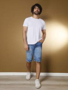 Wholesale Men's Bermuda Jeans Lycra Elastane - Blue - View 7