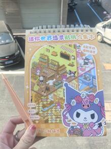 Sanrio Sanrio 8 Styles (16pcs + Tweezers) Landscape Scene Coil Sticker Album Cartoon Miniature Scenery Collection, Including Kuromi, My Melody, Pompompurin, Children DIY 3D Layered Stereo Visual Scene Decoration Stickers, Ideal For Home, Gifts And Prizes,School Supplies,Back To School