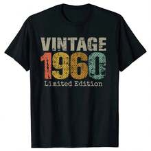 64 Year Old Gifts Vintage 1960 Limited Edition 64th T Shirts Summer Daddy Graphic Cotton Streetwear T-Shirt Mens Clothing - Black - View 1
