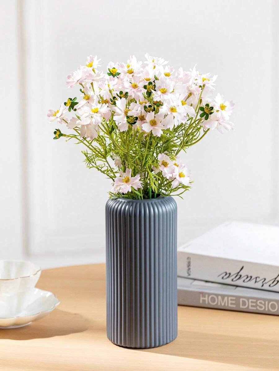 1 件陶瓷外观塑料复合花瓶,牢不可破的花瓶,7.8 英寸高塑料花瓶,简约桌面花瓶,用于芦苇装饰的干花花瓶和用于家居装饰的人造花瓶,用于婚礼派对桌面装饰的波西米亚花瓶,家居装饰,花瓶,中心装饰,桌面装饰 - 黑色 - 查看 1