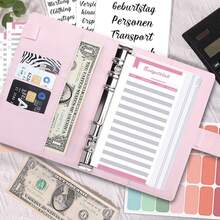 1 Set A6 Makronen kariertes Marmormuster Ordner mit 6 Reißverschlusstaschen, Sparplan, 14-tägiger Sparplan, 10.000 Euro Sparplan, Sparprogramm