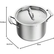 Pans - Stainless Steel Pasta Pot With Strainer Cover - View 8