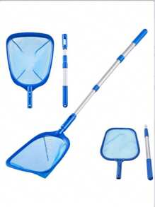 Swimming Pool Skimmer Net Set With 3-Section Telescoping Aluminum Pole, 17"-35" Adjustable Length - Fine Mesh Deep Bag Leaf Catcher Cleaner For Pool Maintenance - Blue - View 11