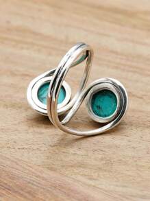 Turquoise 925 Sterling Silver Gemstone Adjustable Ring - Turquoise - View 4
