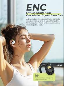 havit 开放式耳机，Rinning 耳机，电池续航时间长达 64 小时，并配备 ENC 增强型清晰通话功能，白色耳机，IPX5 防水，可调节耳钩，超舒适，可连接双设备 -OWSFIT02A - 白色 - 查看 5