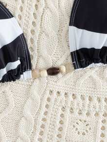 1pc Striped Casual Metal Chain - Black and White - View 4